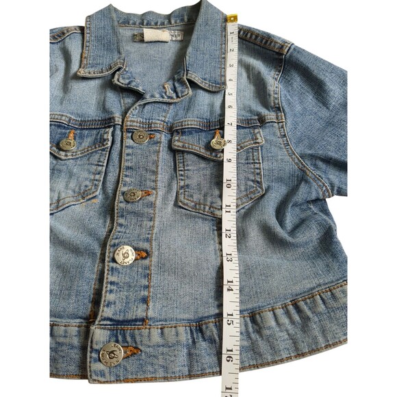Vintage Nine Planet Y2K Denim Jacket Women’s Button Front Short Crop Size Large - Picture 5 of 8